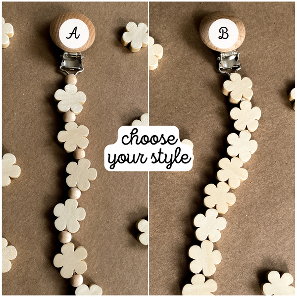 Daisy Wood Pacifier Clip