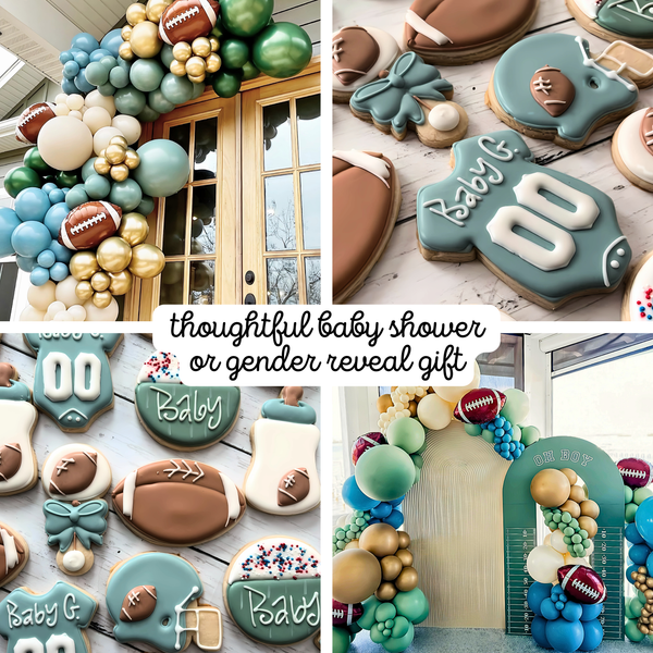 Navy Blue + Confetti Silicone Football Pacifier Clips
