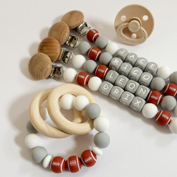 Custom Football Pacifier Clip for New Mom