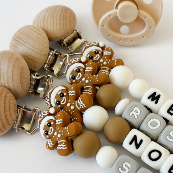 Gingerbread Man Christmas Pacifier Clips 🎄