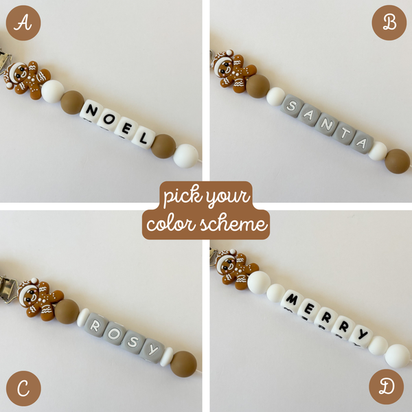 Gingerbread Man Christmas Pacifier Clips 🎄