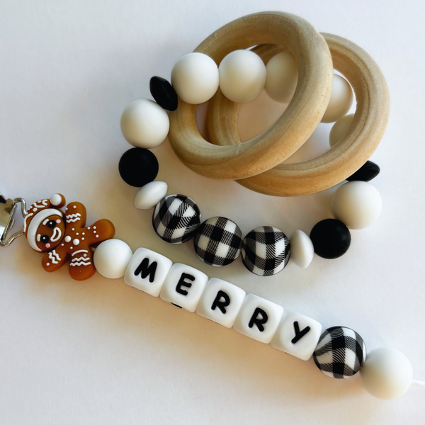 Gingerbread Man Christmas Pacifier Clips 🎄