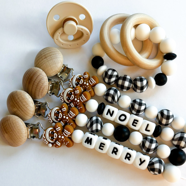 Gingerbread Man Christmas Pacifier Clips 🎄