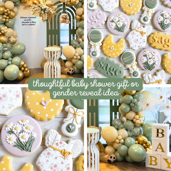 Boho Sage Green Floral Personalized Daisy Pacifier Clip
