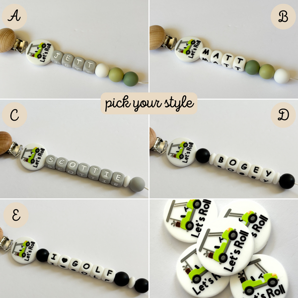 Golf Pacifier Clip - Personalize With Any Name