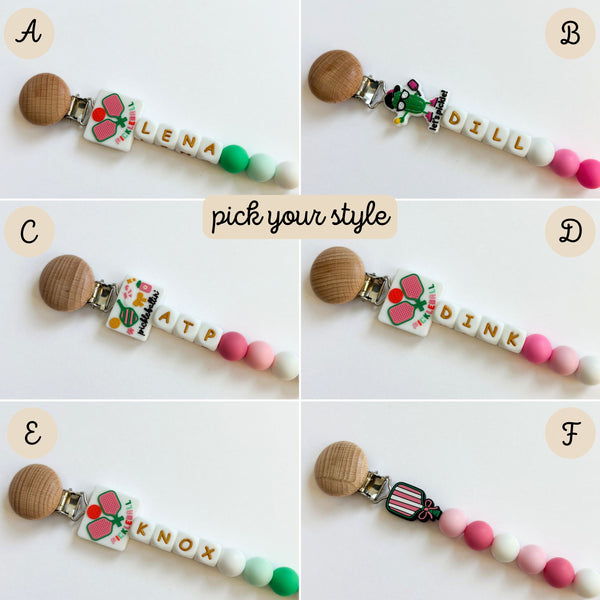 Pickleball Custom Pacifier Clip