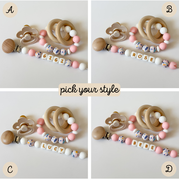 Floral Silicone Personalized Daisy Pacifier Clip