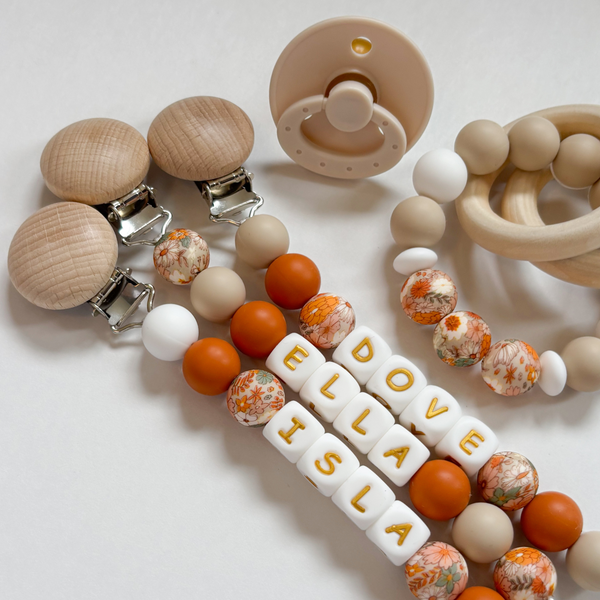 Boho Floral Personalized Daisy Pacifier Clip