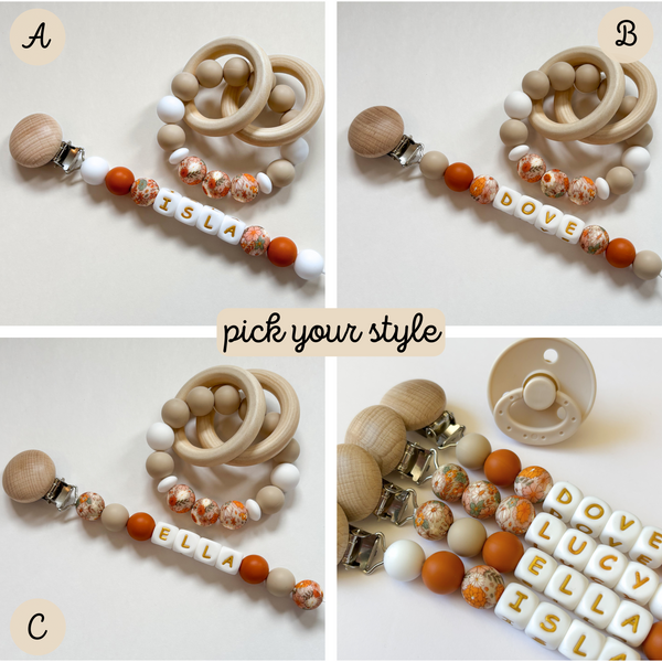 Boho Floral Personalized Daisy Pacifier Clip