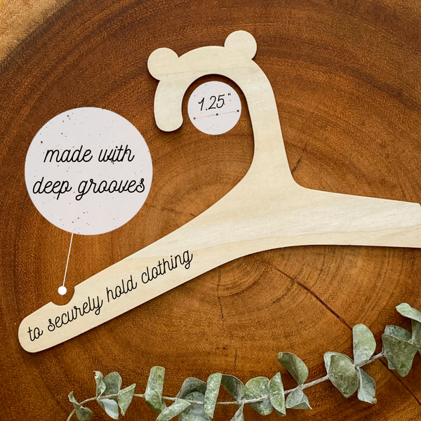 Teddy Bear Wooden Baby Clothes Hangers